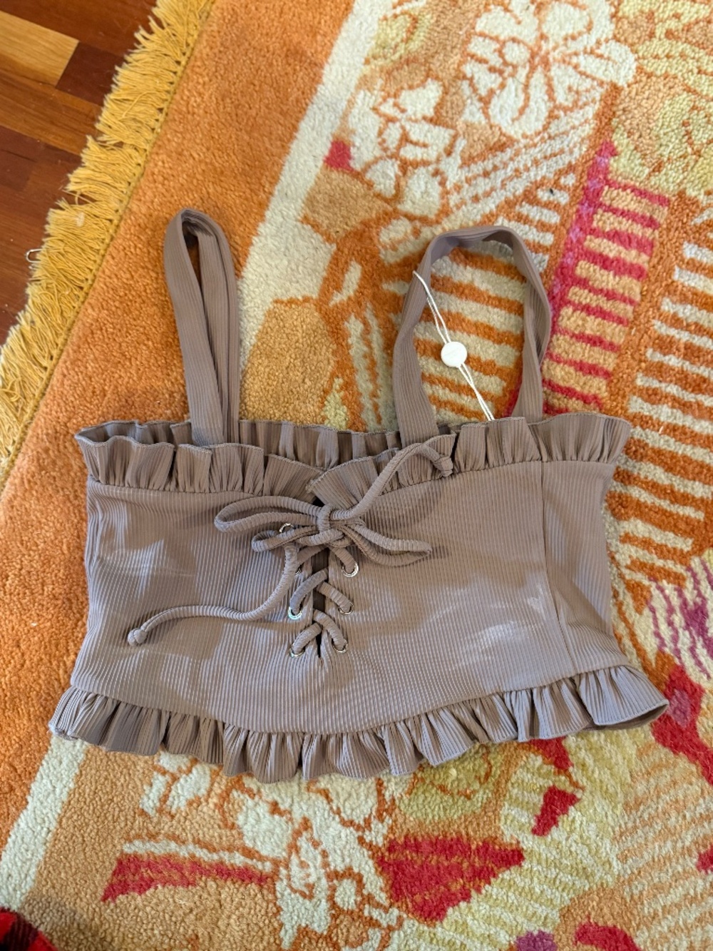 Citrine swim Medium M ivy reversible bikini top expresso ribbed nwt - Picture 7 of 7
